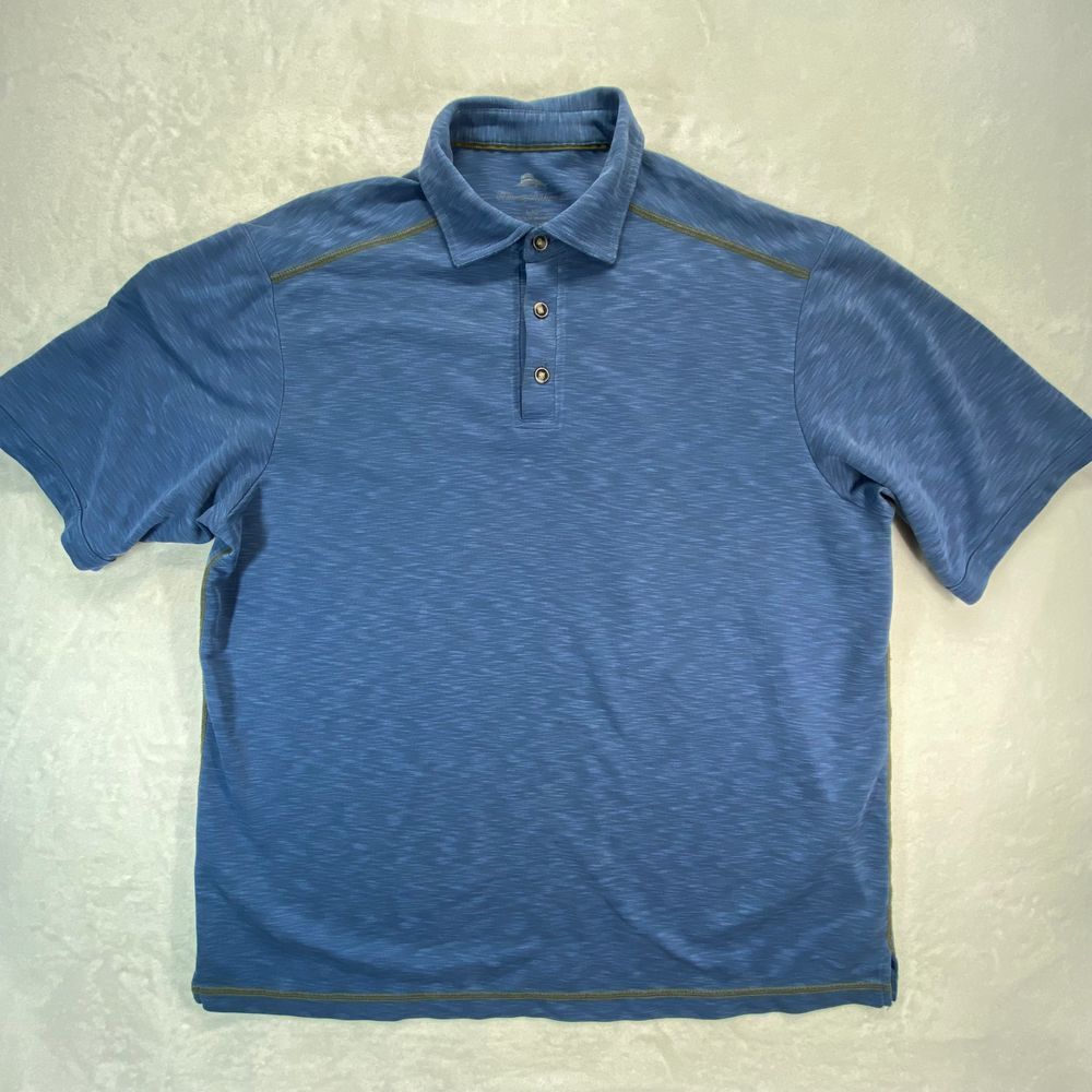 Tommy Bahama Blue Space Dye Performance Golf Polo Shirt Large Athletic - Flawed
